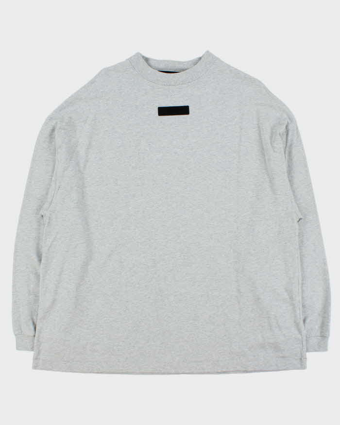 Essentials Fear Of God Marl Grey Oversized Long Sleeve T-Shirt - S