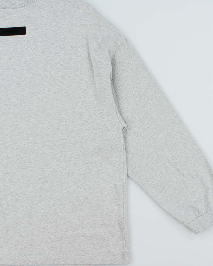 Essentials Fear Of God Marl Grey Oversized Long Sleeve T-Shirt - S