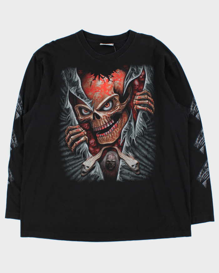 Vintage Y2K 00s The Roxx 'Power Plus' Skeleton Long Sleeve Crewneck T-Shirt - XXL