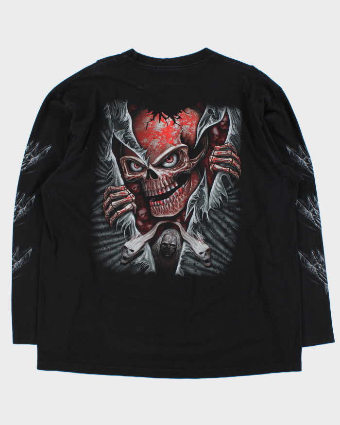 Vintage Y2K 00s The Roxx 'Power Plus' Skeleton Long Sleeve Crewneck T-Shirt - XXL