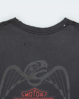 Vintage Y2K 00s Harley Davidson Trev Deeley Faded Flame Distressed Long Sleeve Crewneck T-Shirt - XL