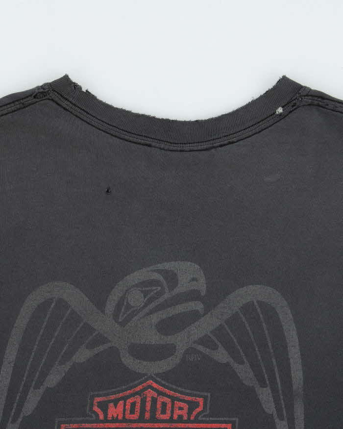 Vintage Y2K 00s Harley Davidson Trev Deeley Faded Flame Distressed Long Sleeve Crewneck T-Shirt - XL
