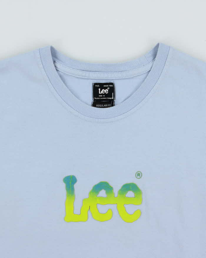Vintage Y2K 00s Lee Baby Blue Logo Crewneck T-Shirt - M