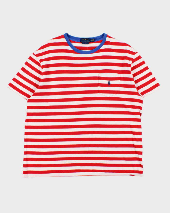 Vintage Polo Ralph Lauren Striped Classic Fit Crewneck Pocket T-Shirt - L