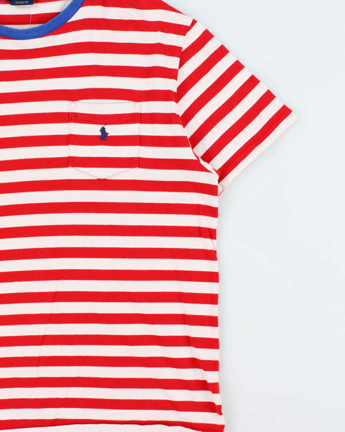 Vintage Polo Ralph Lauren Striped Classic Fit Crewneck Pocket T-Shirt - L