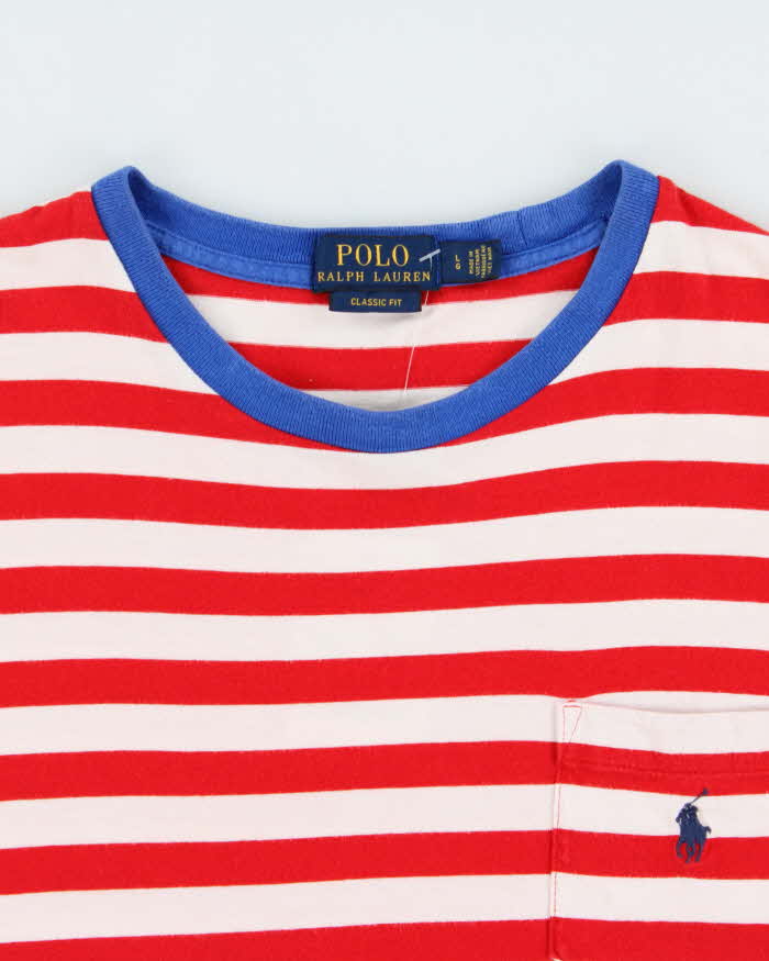 Vintage Polo Ralph Lauren Striped Classic Fit Crewneck Pocket T-Shirt - L