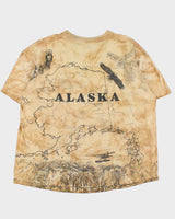 Vintage 1993 Gildan Heavyweight Made In USA Single Stitch Alaska Map Crewneck T-Shirt - XXL