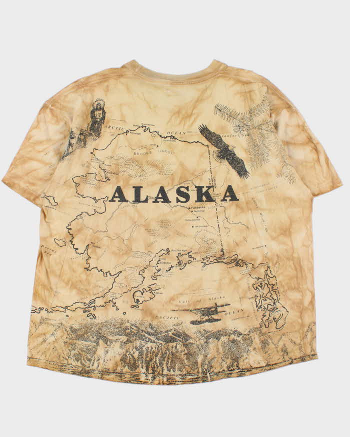 Vintage 1993 Gildan Heavyweight Made In USA Single Stitch Alaska Map Crewneck T-Shirt - XXL