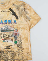Vintage 1993 Gildan Heavyweight Made In USA Single Stitch Alaska Map Crewneck T-Shirt - XXL