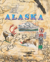 Vintage 1993 Gildan Heavyweight Made In USA Single Stitch Alaska Map Crewneck T-Shirt - XXL