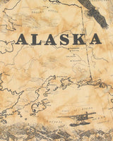 Vintage 1993 Gildan Heavyweight Made In USA Single Stitch Alaska Map Crewneck T-Shirt - XXL