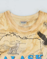 Vintage 1993 Gildan Heavyweight Made In USA Single Stitch Alaska Map Crewneck T-Shirt - XXL