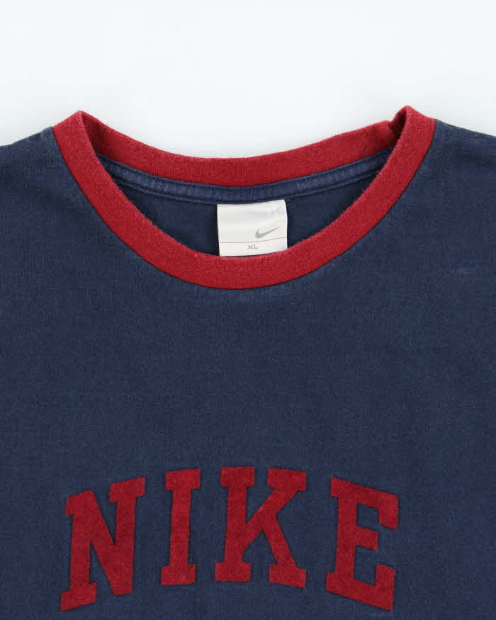 Vintage Y2K 00s Nike Felt Spell Out Crewneck T-Shirt - XL