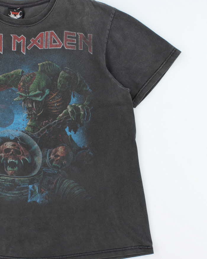 Vintage 1990s Hot Rock Iron Maiden Faded Black Crewneck T-Shirt - L