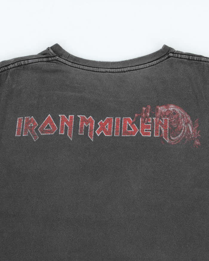 Vintage 1990s Hot Rock Iron Maiden Faded Black Crewneck T-Shirt - L