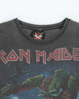 Vintage 1990s Hot Rock Iron Maiden Faded Black Crewneck T-Shirt - L