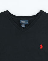 Vintage 1990s Polo Ralph Lauren Single Stitch V-neck T-shirt - M