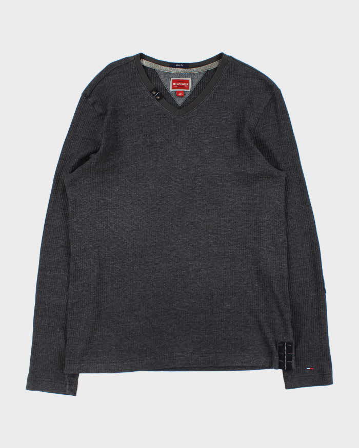 Vintage Y2k 00s Tommy Hilfiger V-neck Long Sleeve T-shirt - L