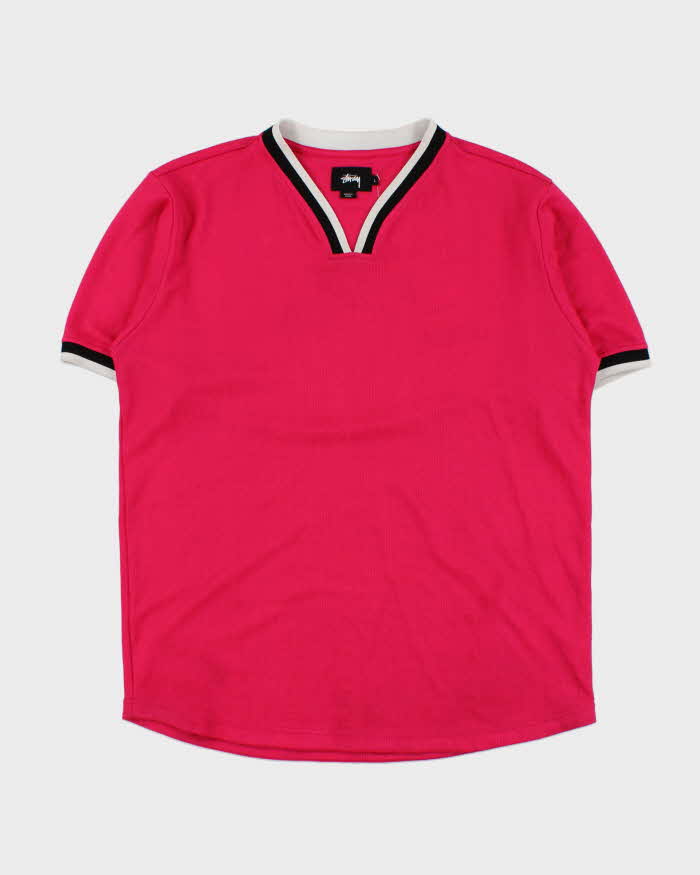 Vintage Stussy Hot Pink Repeat Logo Jersey - L