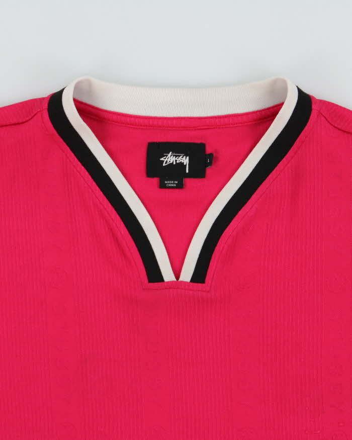 Vintage Stussy Hot Pink Repeat Logo Jersey - L