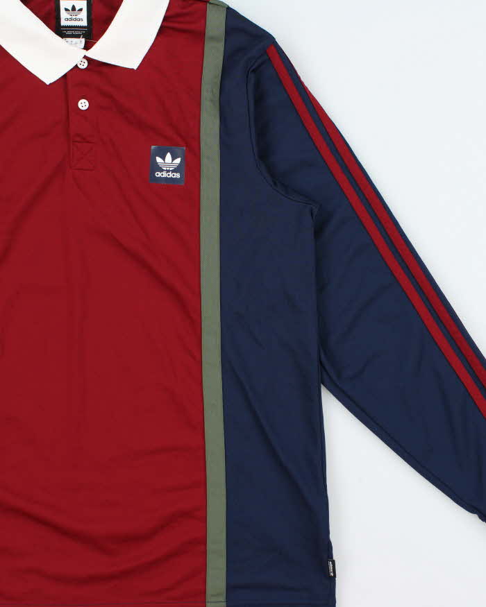 Vintage Adidas Originals Skateboarding Striped Long Sleeve Polo Shirt - L