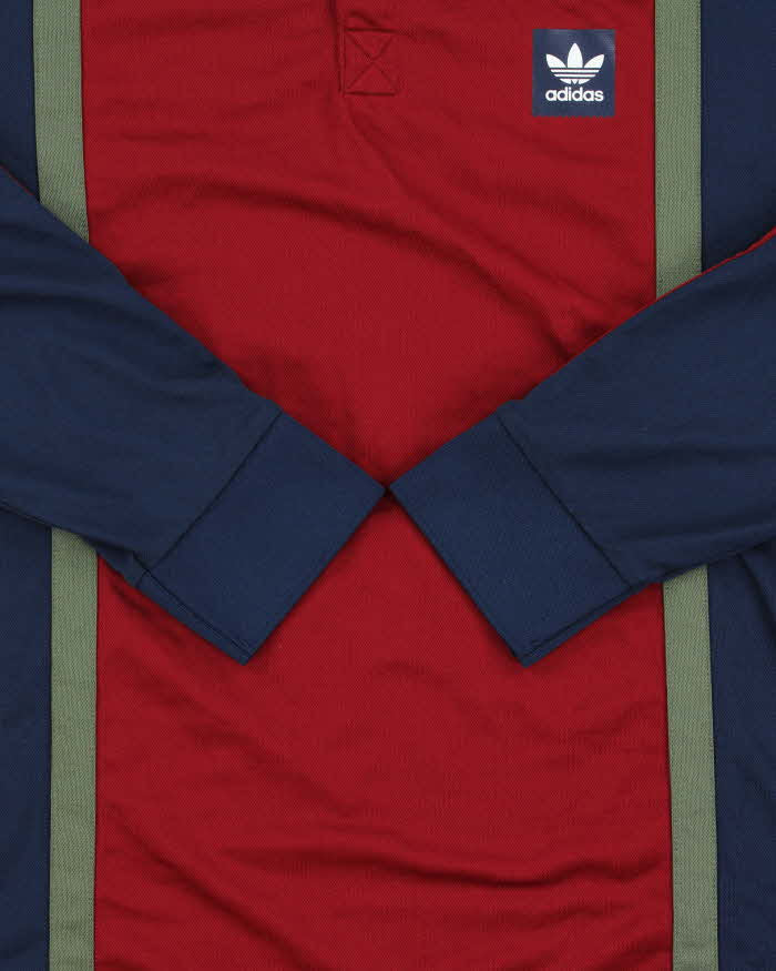 Vintage Adidas Originals Skateboarding Striped Long Sleeve Polo Shirt - L