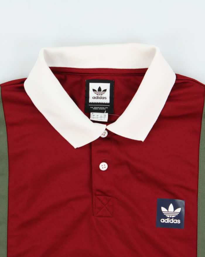 Vintage Adidas Originals Skateboarding Striped Long Sleeve Polo Shirt - L