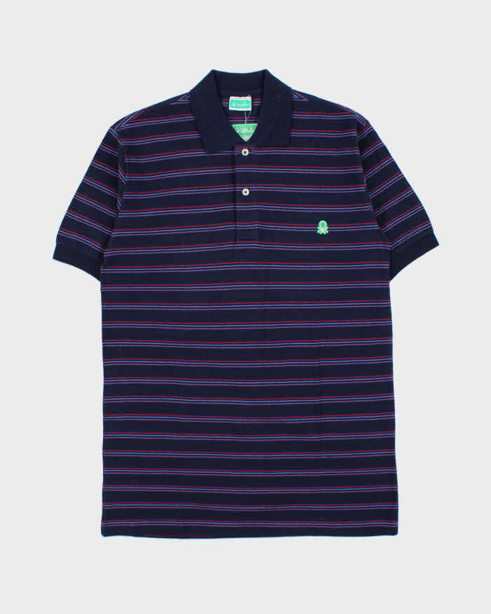 DSWT Vintage 1980s Benetton Striped Tennis Short Sleeve Polo Shirt - L