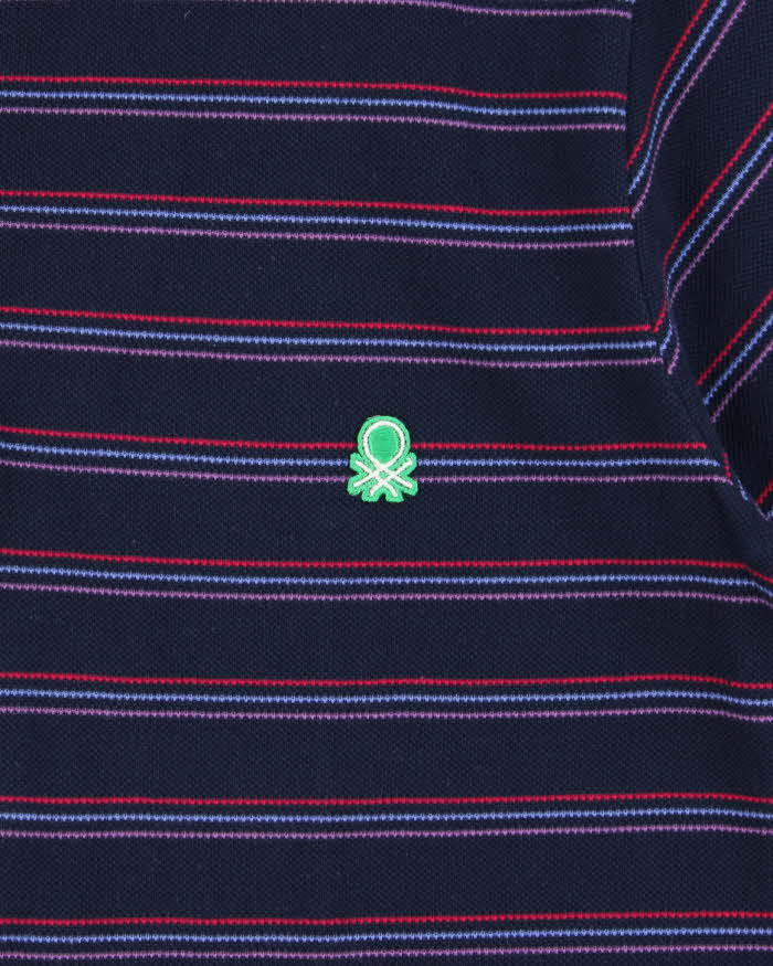 DSWT Vintage 1980s Benetton Striped Tennis Short Sleeve Polo Shirt - L