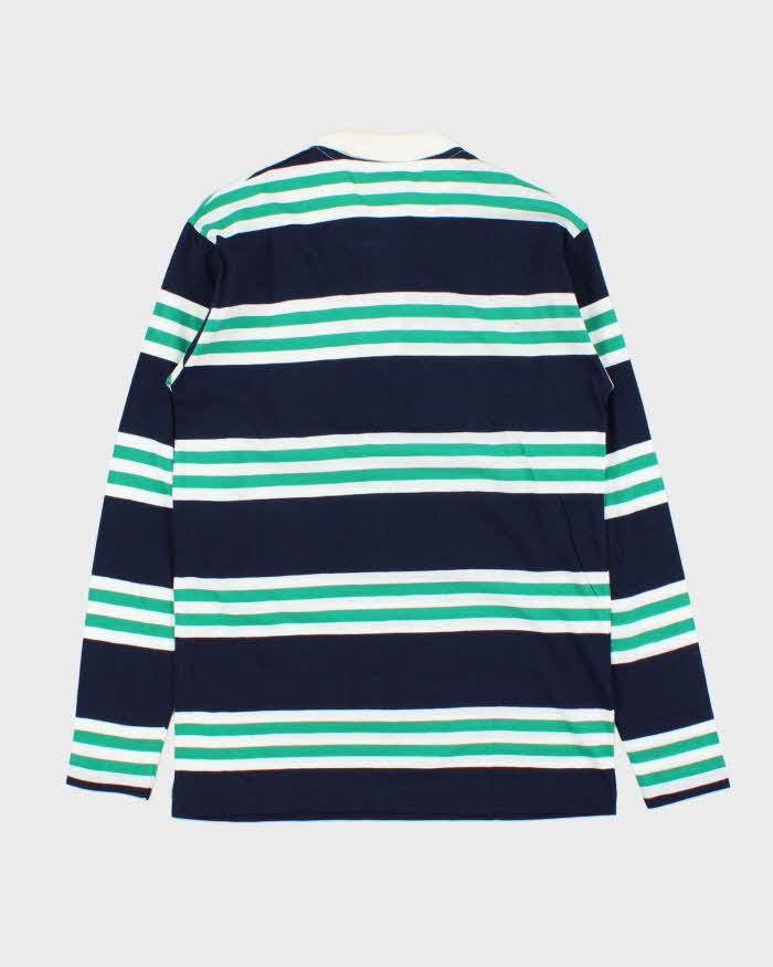 DSWT Vintage 1980s Benetton Striped Tennis Long Sleeve Polo Shirt - M