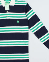 DSWT Vintage 1980s Benetton Striped Tennis Long Sleeve Polo Shirt - M