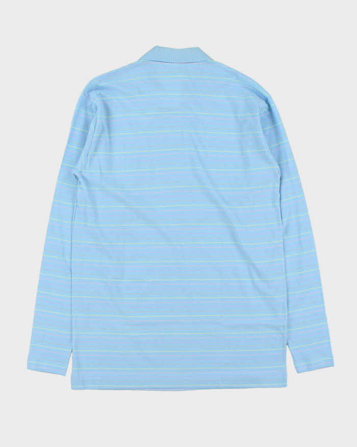 DSWT Vintage 1980s Benetton Striped Tennis Long Sleeve Polo Shirt - L
