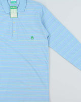 DSWT Vintage 1980s Benetton Striped Tennis Long Sleeve Polo Shirt - L