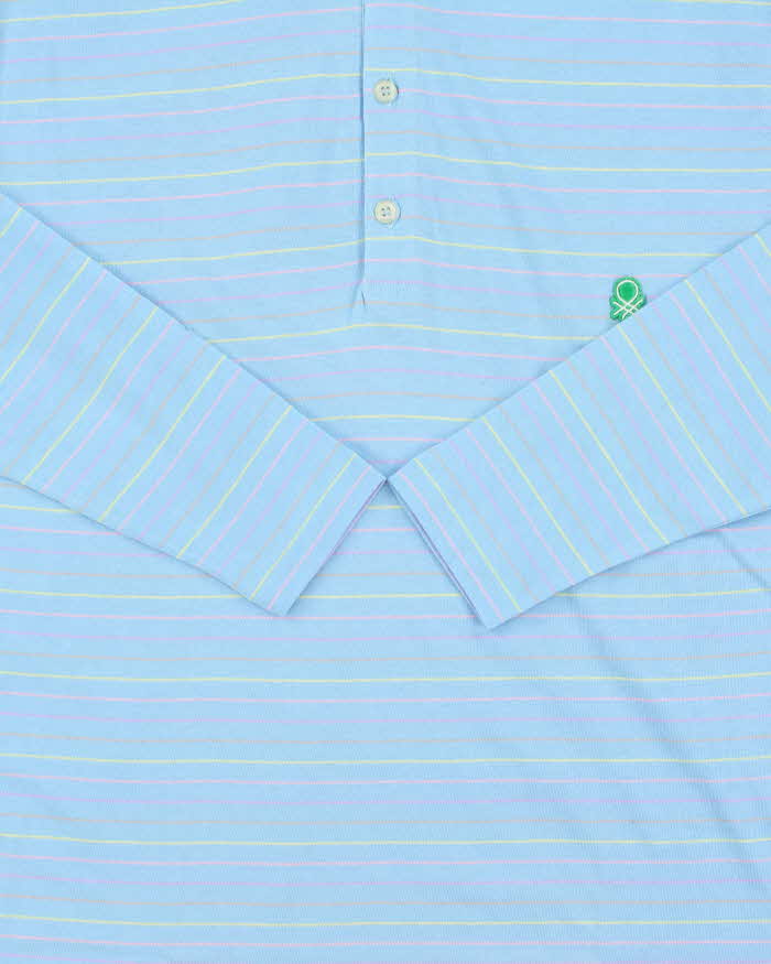 DSWT Vintage 1980s Benetton Striped Tennis Long Sleeve Polo Shirt - L