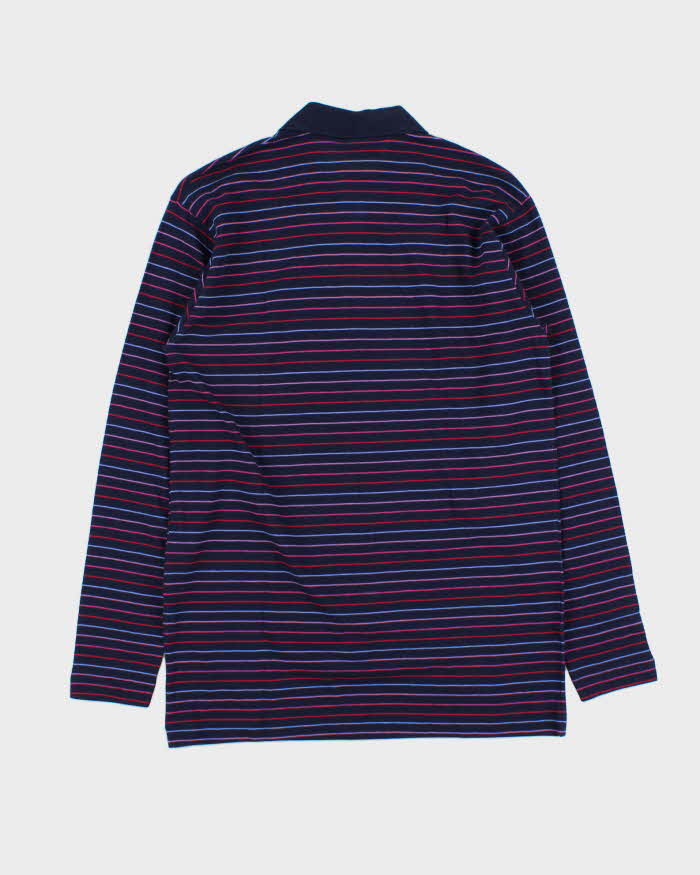 DSWT Vintage 1980s Benetton Striped Tennis Long Sleeve Polo Shirt - M