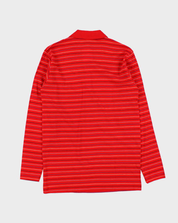 DSWT Vintage 1980s Benetton Striped Tennis Long Sleeve Polo Shirt - M