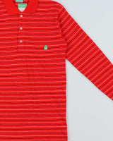 DSWT Vintage 1980s Benetton Striped Tennis Long Sleeve Polo Shirt - M