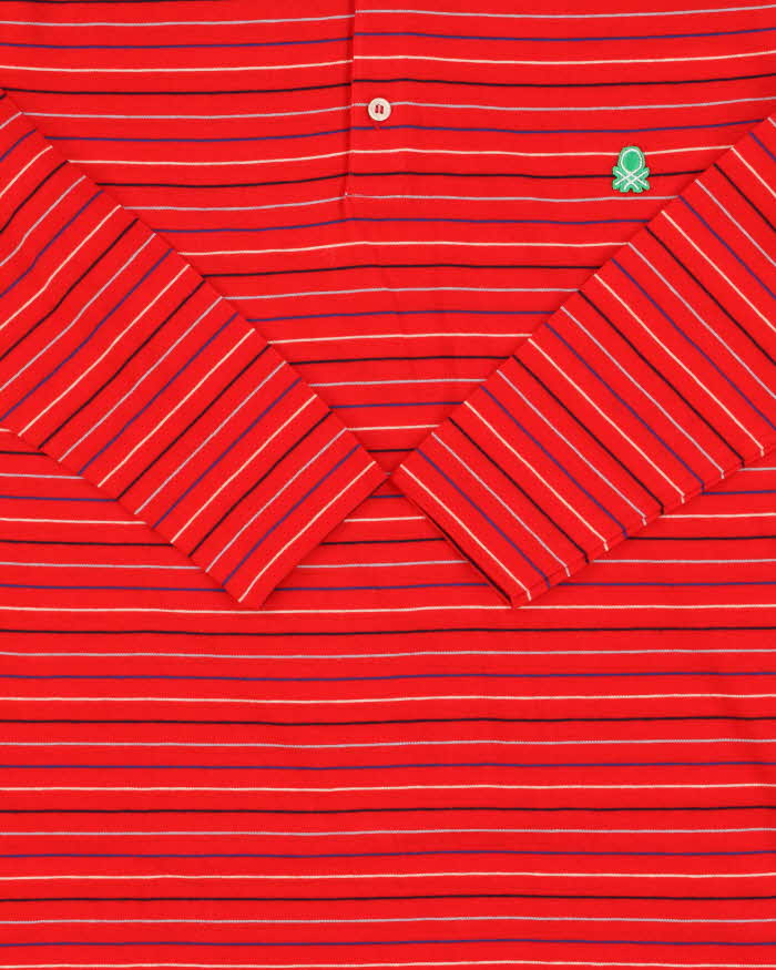 DSWT Vintage 1980s Benetton Striped Tennis Long Sleeve Polo Shirt - M