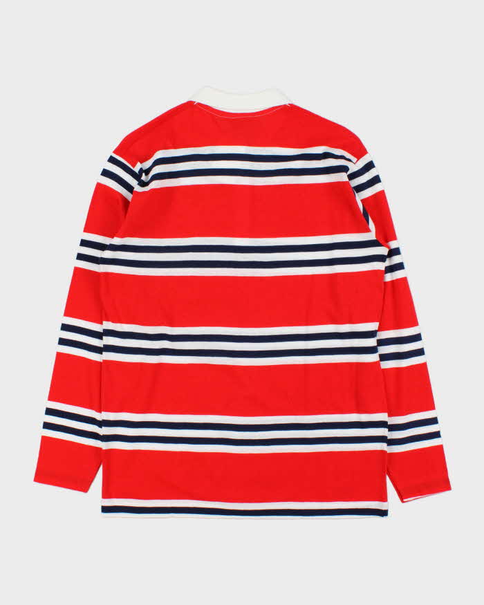 DSWT Vintage 1980s Benetton Striped Long Sleeve Tennis Polo Shirt - M