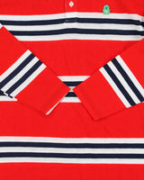 DSWT Vintage 1980s Benetton Striped Long Sleeve Tennis Polo Shirt - M