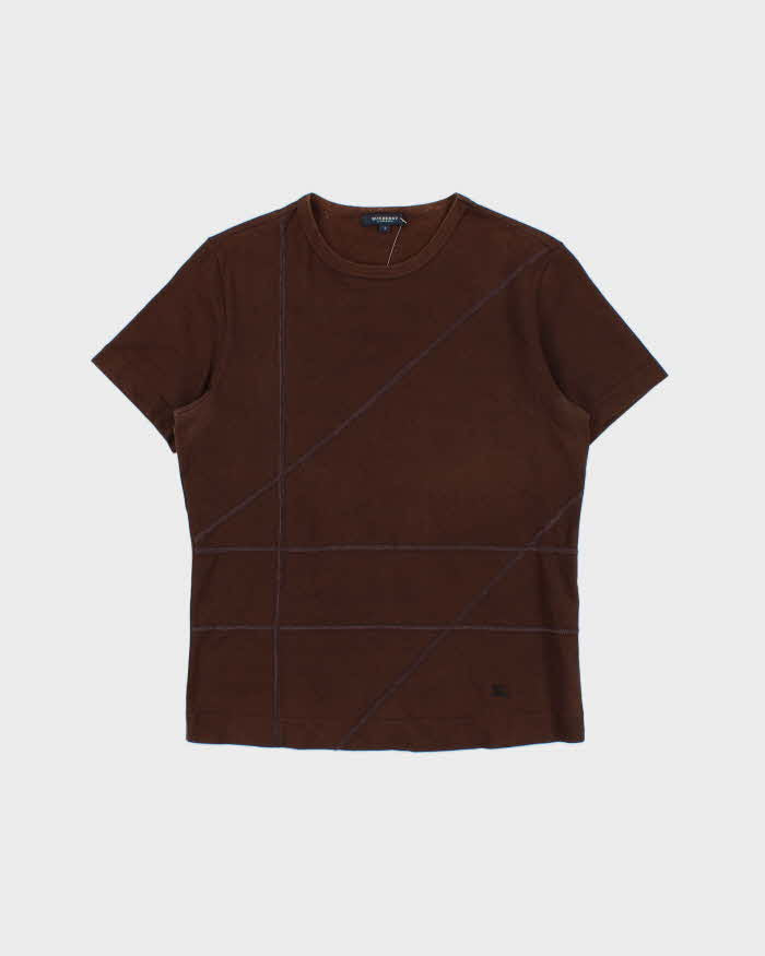Vintage Y2K 00s Burberry Embroidered Stretch Cotton Crewneck T-Shirt - XS