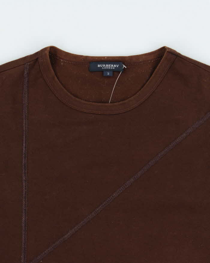 Vintage Y2K 00s Burberry Embroidered Stretch Cotton Crewneck T-Shirt - XS