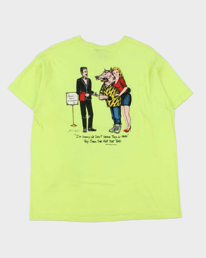 Vintage 1990s Cadillac Single Stitch Bob Boor Productions Volt Green Crewneck T-Shirt - XL