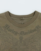 Vintage Y2K 2003 Harley Davidson Khaki Alberta Crewneck T-Shirt - XXL