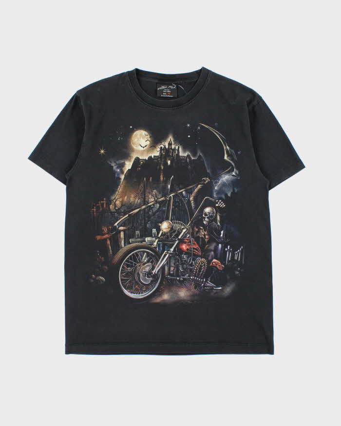 Vintage Y2K 00s Jays Rock Skeleton Biker Graphic Crewneck T-Shirt - M