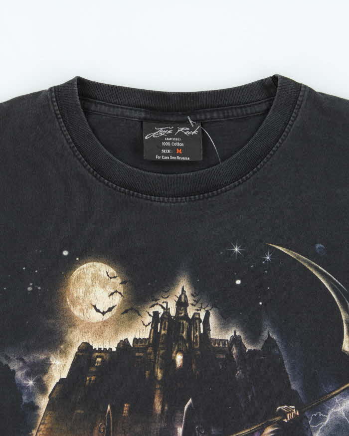 Vintage Y2K 00s Jays Rock Skeleton Biker Graphic Crewneck T-Shirt - M