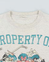 Vintage 1991 NHL x Looney Tunes San Jose Sharks Grey Marl Single Stitch Made In USA Crewneck T-Shirt - L