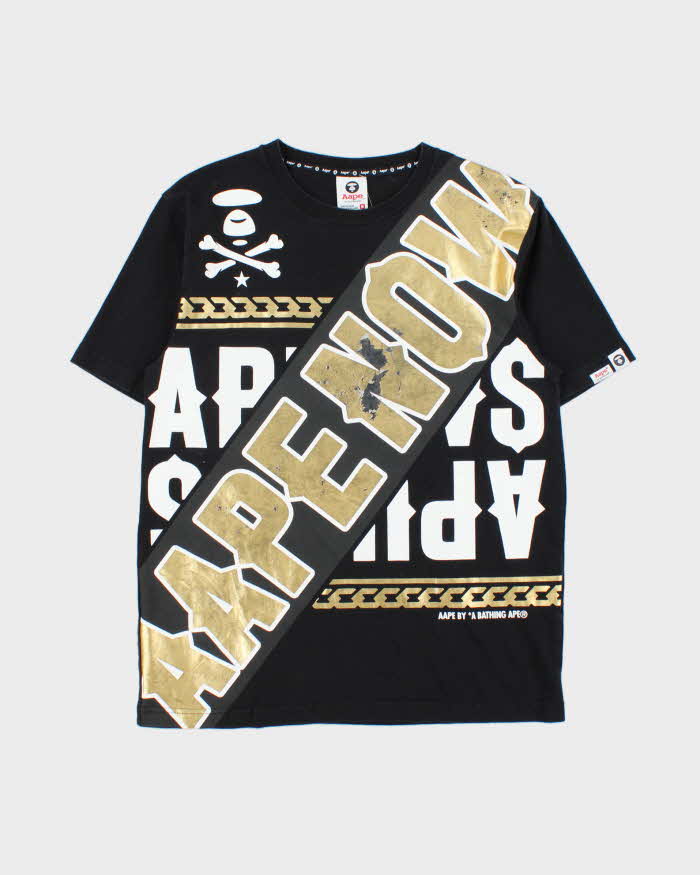 Vintage Aape By A Bathing Aape Gold 'Aape Now' Graphic Crewneck T-Shirt - M