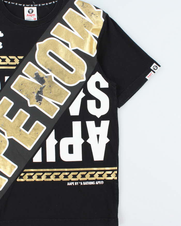 Vintage Aape By A Bathing Aape Gold 'Aape Now' Graphic Crewneck T-Shirt - M