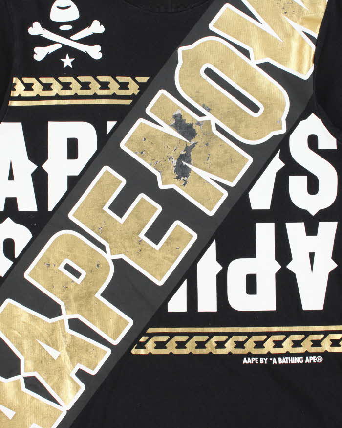 Vintage Aape By A Bathing Aape Gold 'Aape Now' Graphic Crewneck T-Shirt - M